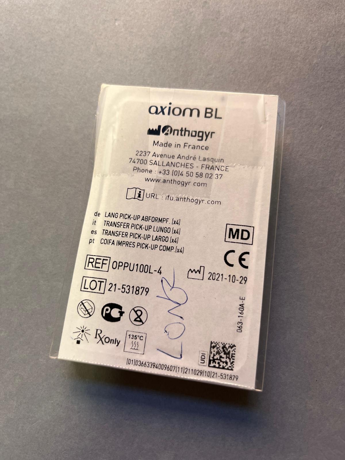 Axiom Anthrogyr Implant Pick-Up Copings (long) + Pins (sold together)